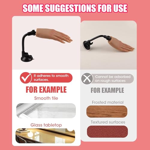KnowU Practice Hand for Acrylic Nails with Stand Bracket, Silicone Fake Hands to Practice Fake Nails Mannequin Hand for Nails Practice and Nail Art Single Right Hand Color 3# - Image 4