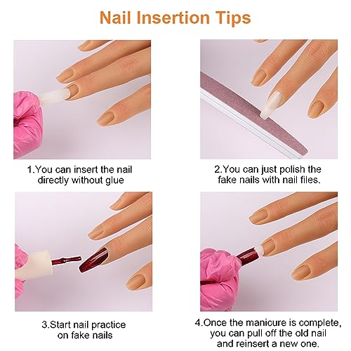 KnowU Practice Hand for Acrylic Nails with Stand Bracket, Silicone Fake Hands to Practice Fake Nails Mannequin Hand for Nails Practice and Nail Art Single Right Hand Color 3# - Image 3