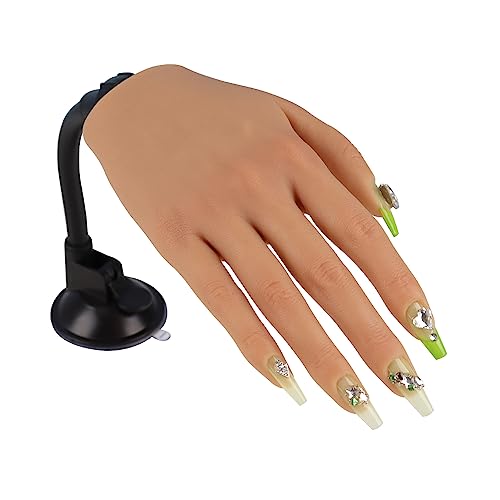 KnowU Practice Hand for Acrylic Nails with Stand Bracket, Silicone Fake Hands to Practice Fake Nails Mannequin Hand for Nails Practice and Nail Art Single Right Hand Color 3# - Image 1