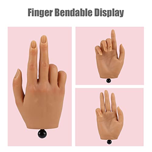 KnowU Practice Hand for Acrylic Nails with Stand Bracket, Silicone Fake Hands to Practice Fake Nails Mannequin Hand for Nails Practice and Nail Art Single Right Hand Color 3# - Image 2