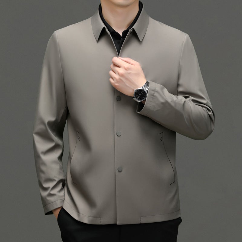 2023 Autumn New Business Casual Lapel Solid Color Seamless Jacket Coat High Quality Pocket Dad Coat - Image 4