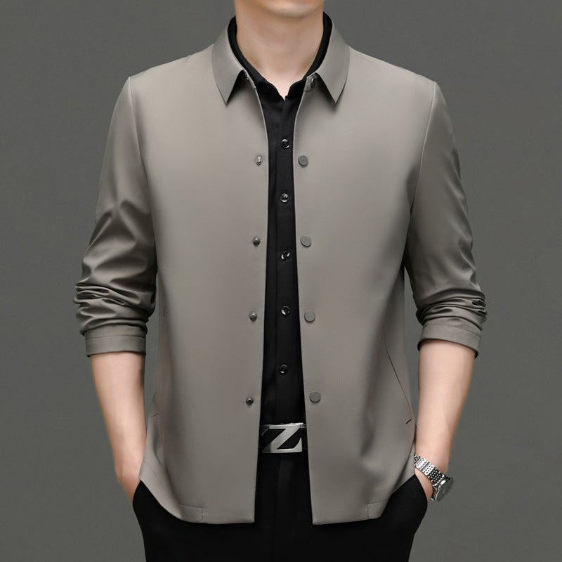 2023 Autumn New Business Casual Lapel Solid Color Seamless Jacket Coat High Quality Pocket Dad Coat - Image 2