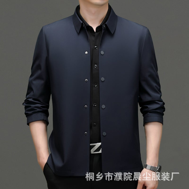 2023 Autumn New Business Casual Lapel Solid Color Seamless Jacket Coat High Quality Pocket Dad Coat - Image 1