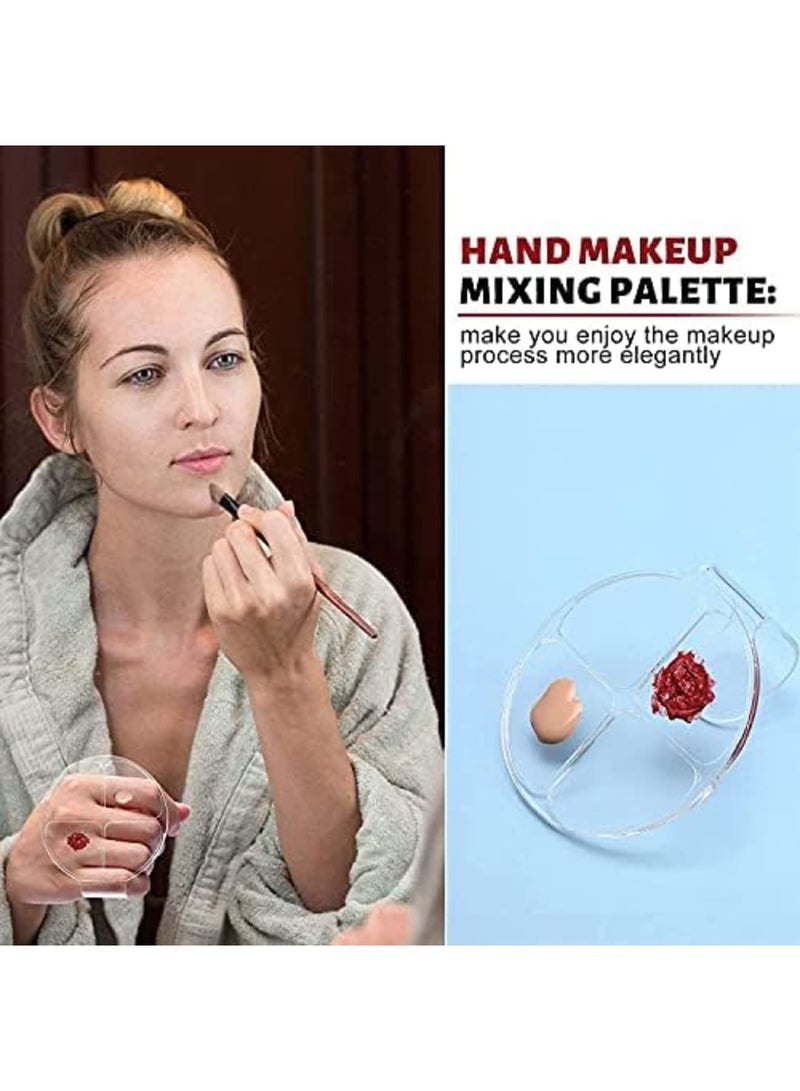 Luckam لوحة خلط مكياج يدوية من قطعتين - لوحة مكياج محمولة - لوحة فن الأظافر - لوحة مانكير - لوحة مكياج شفافة لخلط الأساس - Image 3