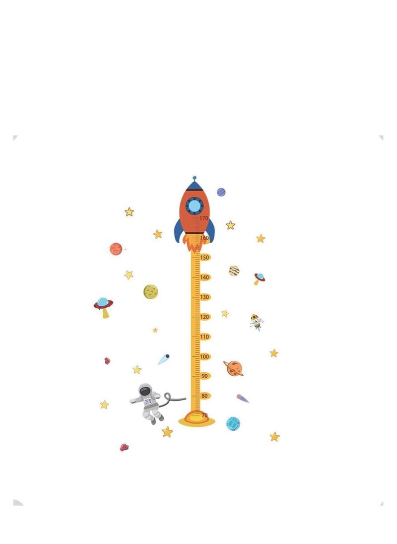 Gonice Height Chart Wall Decal for Kids, Cartoon Space Rocket Height Chart Sticker, Growth Height Chart Measurement Removable Wall Sticker Decal for Kids Bedroom Decoration  - Image 1