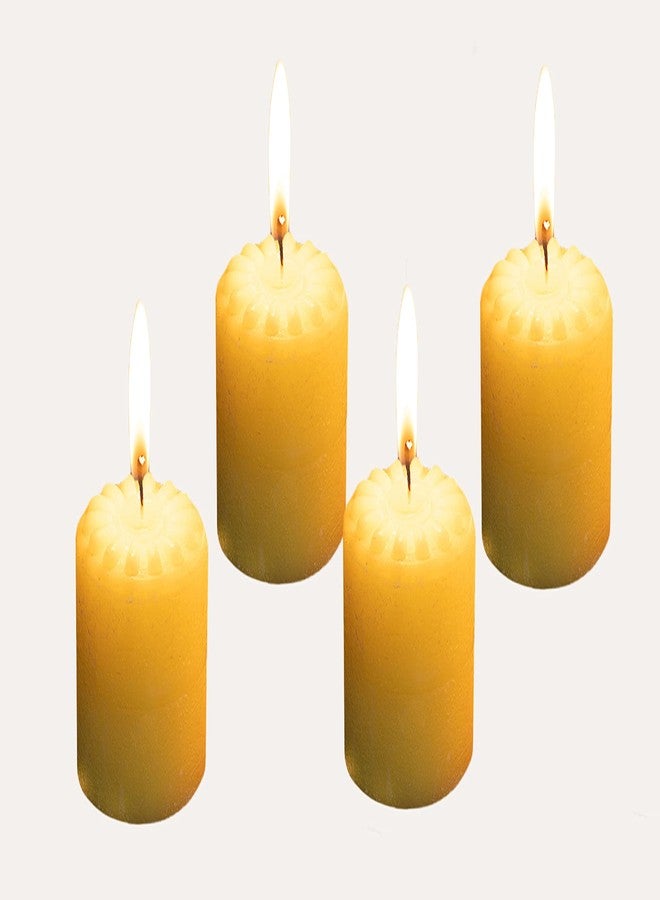 Stone & Feather� (SnF), Winsome Decorative, Size 2x2 inches, Pack of 4, Jasmine Aromatic Pillar Candle (Paraffin Wax), Burning Time 18-20 Hours, for Meditation, Home Decoration, Diwali - Image 2