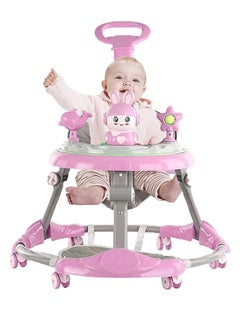 Arabest Baby Walker, Foldable Baby Walker, Anti O Shaped Legs, with Wheels, Music, with Push Handle, Baby Bouncer, Food Tray, Anti Rollover Walker for Boys Girls 6 to 18 Months  - Image 1