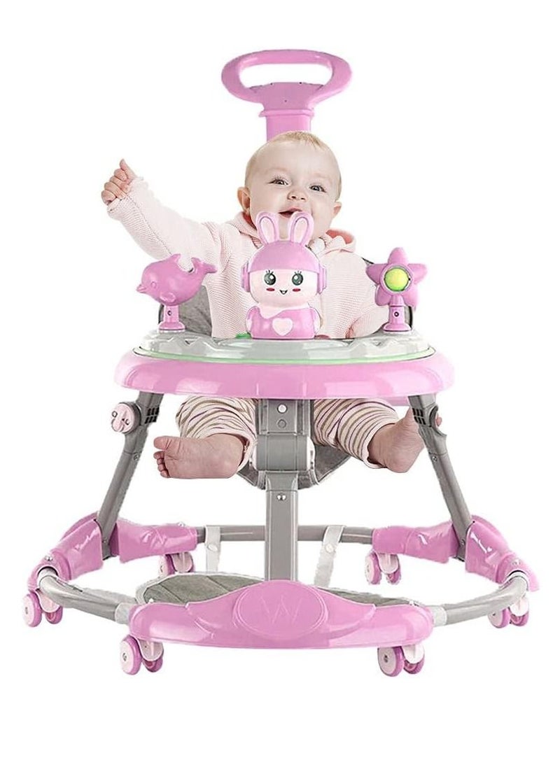 Arabest - Baby Walker, Foldable Baby Walker, Anti O Shaped Legs, with Wheels, Music, with Push Handle, Baby Bouncer, Food Tray, Anti Rollover Walker for Boys Girls 6 to 18 Months - Image 1