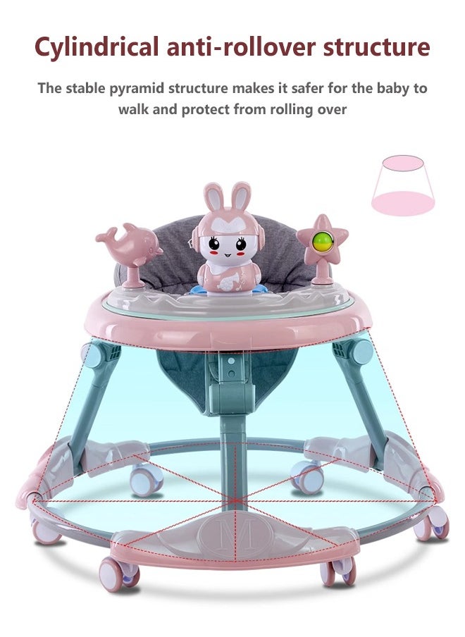Arabest - Baby Walker, Foldable Baby Walker, Anti O Shaped Legs, with Wheels, Music, with Push Handle, Baby Bouncer, Food Tray, Anti Rollover Walker for Boys Girls 6 to 18 Months - Image 1