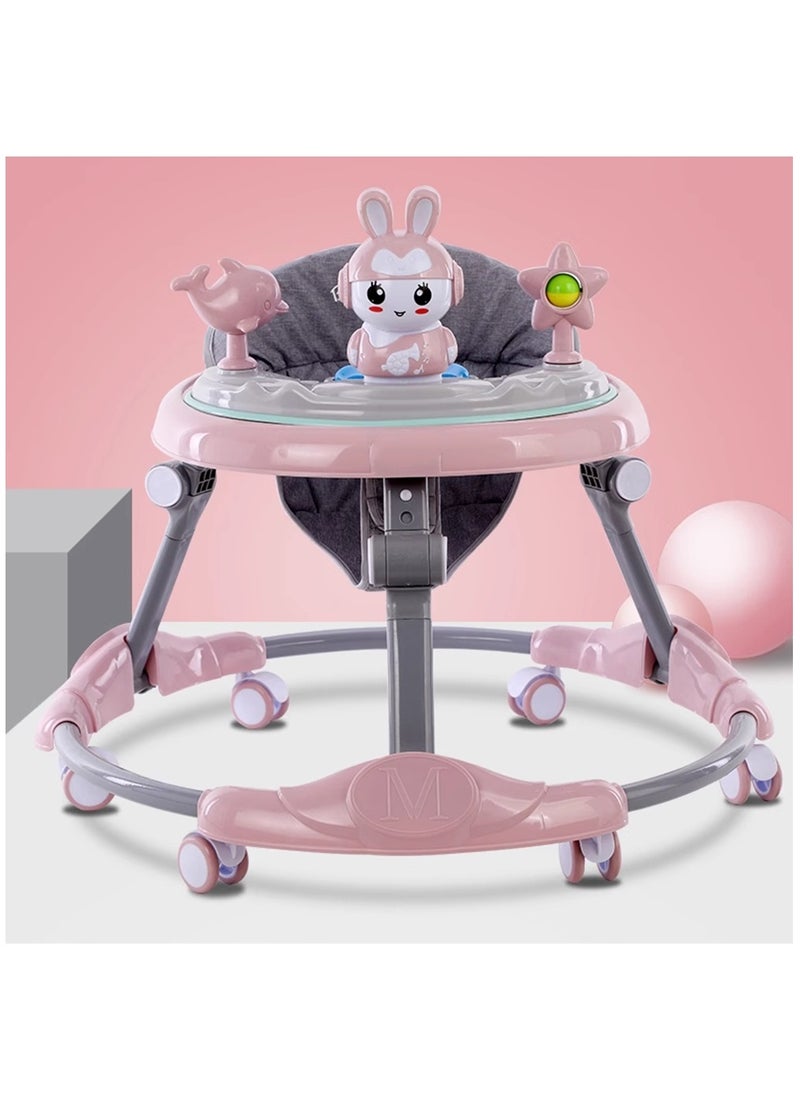 Arabest - Baby Walker, Foldable Baby Walker, Anti O Shaped Legs, with Wheels, Music, with Push Handle, Baby Bouncer, Food Tray, Anti Rollover Walker for Boys Girls 6 to 18 Months - Image 1