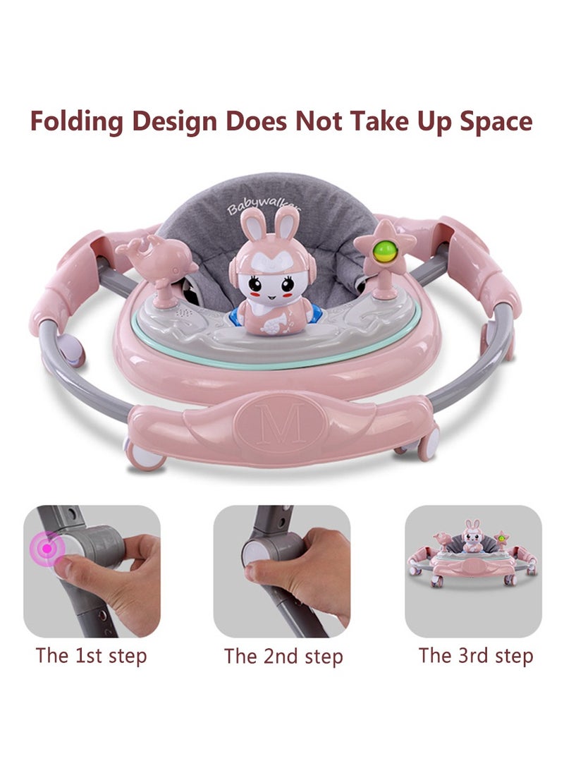 Arabest - Baby Walker, Foldable Baby Walker, Anti O Shaped Legs, with Wheels, Music, with Push Handle, Baby Bouncer, Food Tray, Anti Rollover Walker for Boys Girls 6 to 18 Months - Image 1
