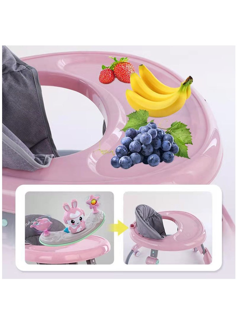 Arabest - Baby Walker, Foldable Baby Walker, Anti O Shaped Legs, with Wheels, Music, with Push Handle, Baby Bouncer, Food Tray, Anti Rollover Walker for Boys Girls 6 to 18 Months - Image 1