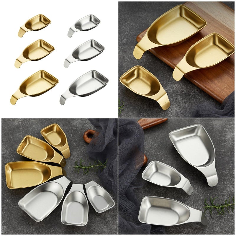 2 Pack Sand Light Miniature Sauce Dishes Stainless Steel Condiment Plates For Kitchen BBQ Outdoor Dining - Image 3
