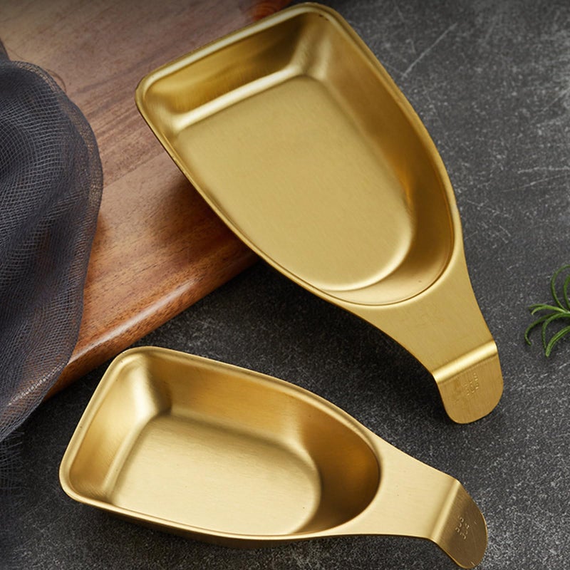 2 Pack Sand Light Miniature Sauce Dishes Stainless Steel Condiment Plates For Kitchen BBQ Outdoor Dining - Image 4