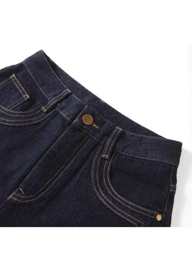 Waxbird Peacebird Women's Autumn Straight-leg Jeans Fashion Casual Versatile Commuting Texture Denim Deep Blue M - Image 3