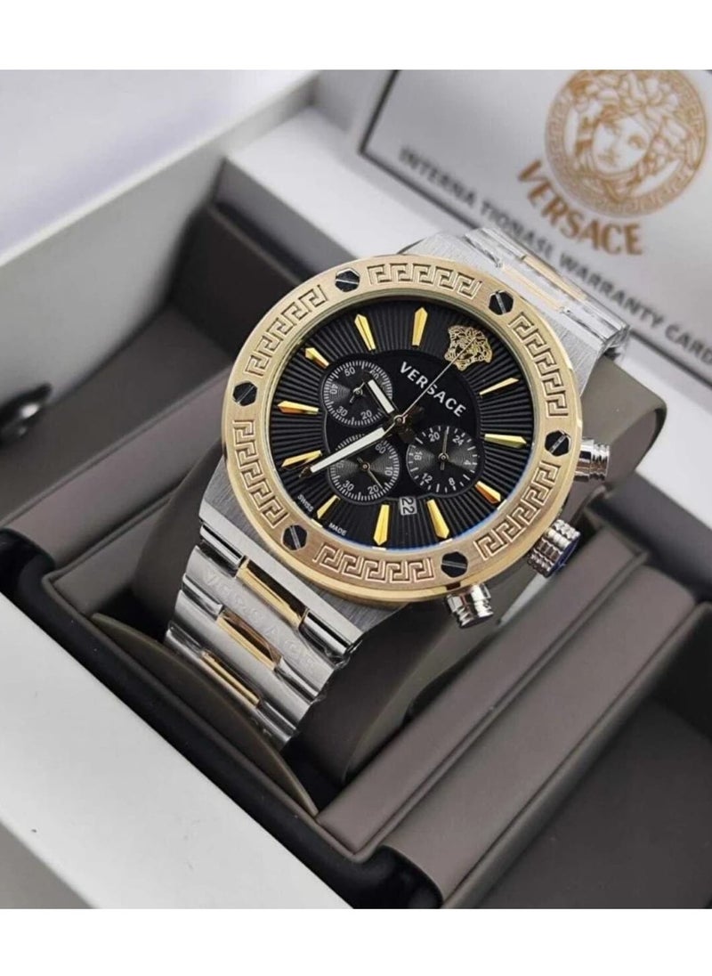 Versace Jeans - Versace chronograph watch for men, pure steel, all hands working, with Versace agency box. - Image 1