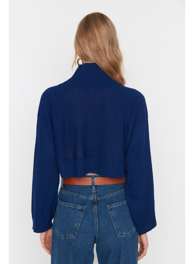 trendyol سترة محبوكة أساسية باللون الأزرق الداكن TWOAW21KZ0163 - Image 5