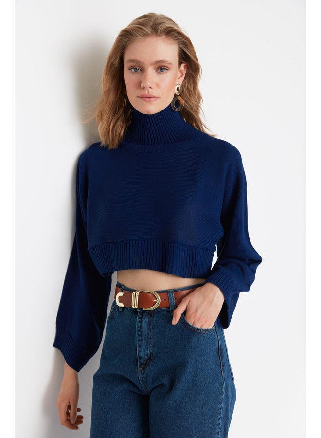 trendyol سترة محبوكة أساسية باللون الأزرق الداكن TWOAW21KZ0163 - Image 2