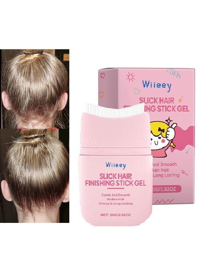 wiieey Slick Hair Finishing Stick Gel - Hair Edge Control Slick Hair Finishing Stick Gel with Comb Integration Designed for Kids Natural Ingredients Suitable for All Hair Styles 80g - Image 1
