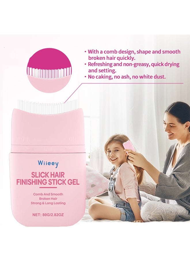 wiieey Slick Hair Finishing Stick Gel - Hair Edge Control Slick Hair Finishing Stick Gel with Comb Integration Designed for Kids Natural Ingredients Suitable for All Hair Styles 80g - Image 2