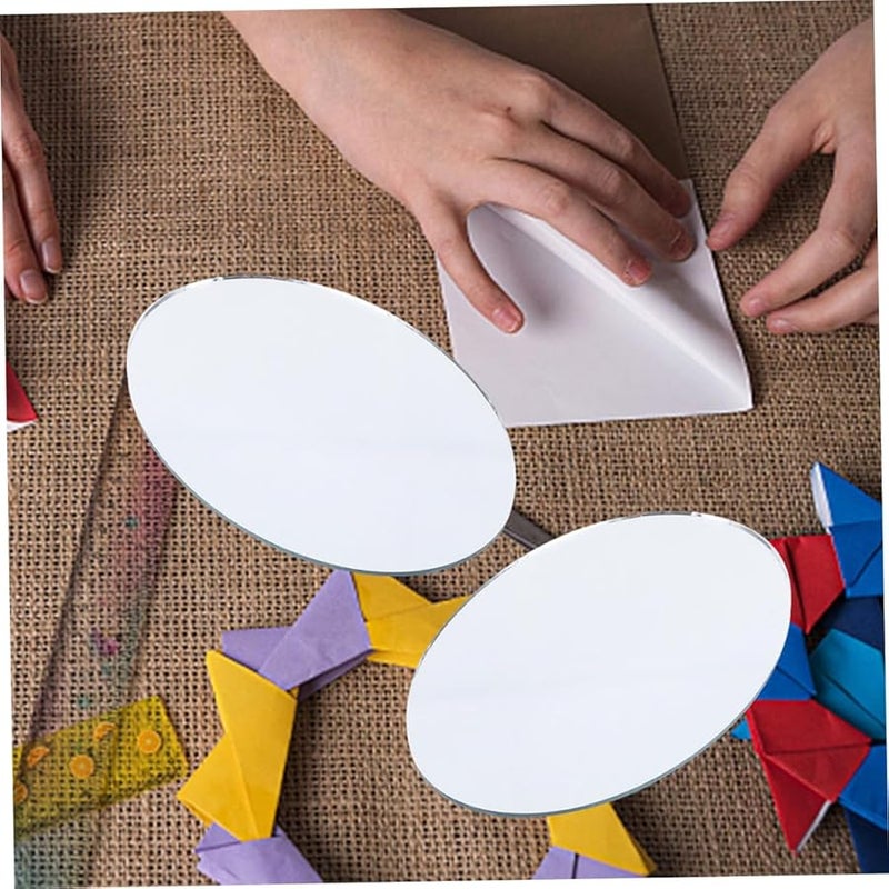 10pcs Oval Glass Mirror for Crafts Lightup Wall Decor DIY Makeup Accessories - Image 4