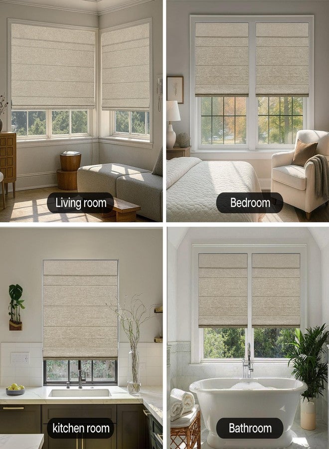 LazBlinds No Tools No Drill Cordless Roman Shades for Windows, Blackout Thermal Insulated UV Blocking Window Blinds, Lightweight Fabric Blinds for Indoor Windows, 31" W x 60" H, Blackout - Beige - Image 5
