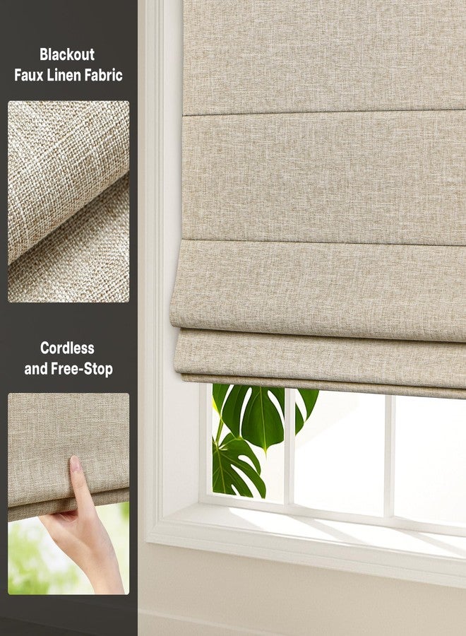 LazBlinds No Tools No Drill Cordless Roman Shades for Windows, Blackout Thermal Insulated UV Blocking Window Blinds, Lightweight Fabric Blinds for Indoor Windows, 31" W x 60" H, Blackout - Beige - Image 3