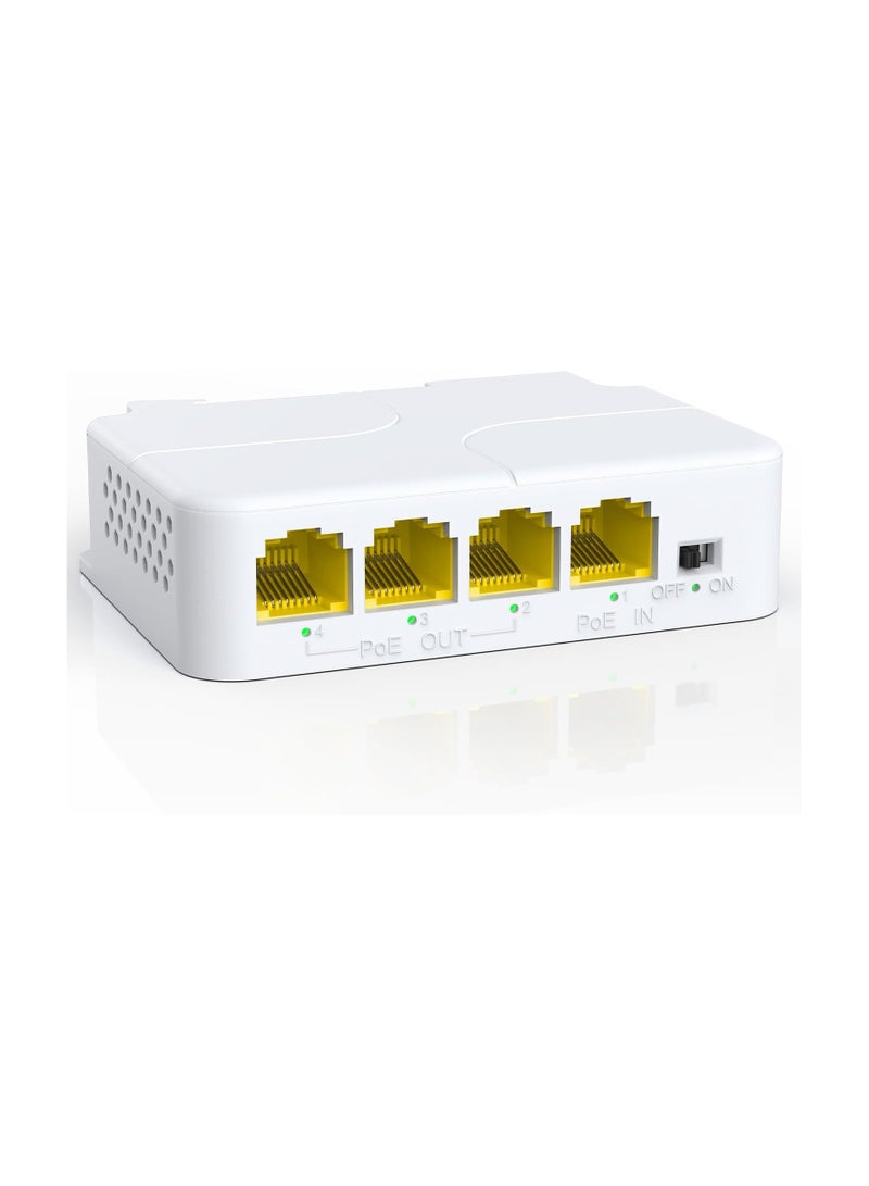 4-Port Gigabit PoE Extender with Passthrough Switch, 3 PoE Outputs, IEEE 802.3af/at, 1000Mbps, VLAN Support, Wall & Din Rail Mount, Plug and Play PoE Booster/Amplifier. - Image 1