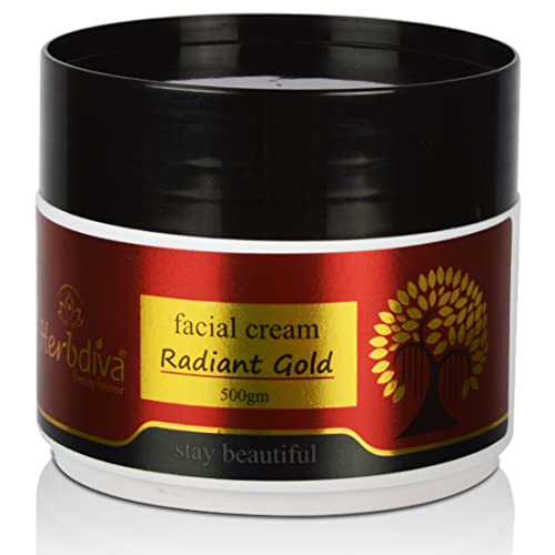 Herbdiva Radiant Gold Facial Massage Cream 500GM | For Men & Women | Ideal for Daily Use | Restores Glowing Skin & Clear Blemishes - Image 1