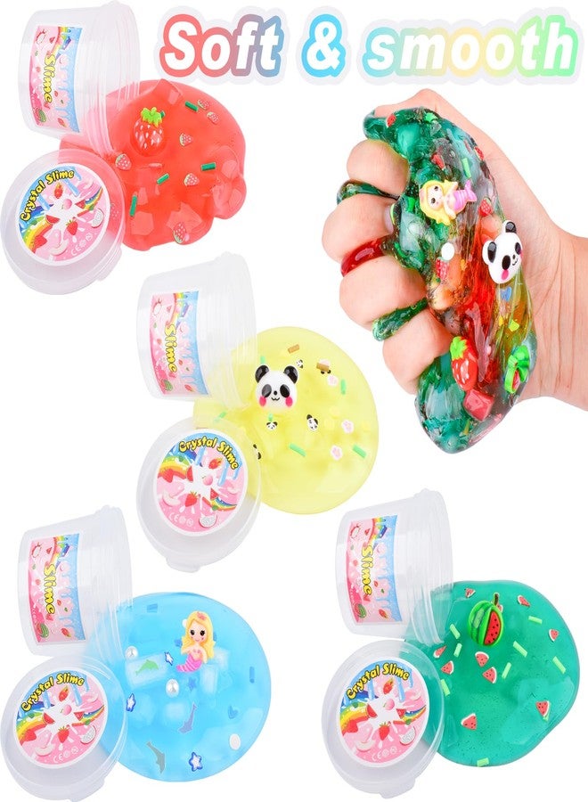 d'Alba Jelly Cube Clear Slime Kit for Kids, 8 Pack Colorful Crunchy Slime with Fruit Peach Slime Charms, Soft and Non-Sticky, Stress Relief Toy for Boys, Birthday Gifts Party Favors for Girls - Image 4