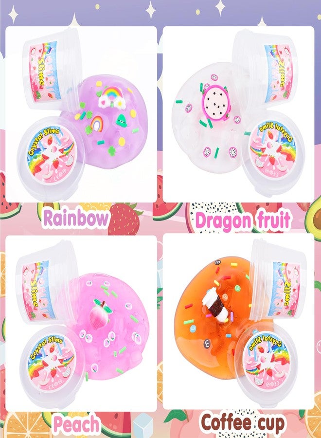 d'Alba Jelly Cube Clear Slime Kit for Kids, 8 Pack Colorful Crunchy Slime with Fruit Peach Slime Charms, Soft and Non-Sticky, Stress Relief Toy for Boys, Birthday Gifts Party Favors for Girls - Image 5