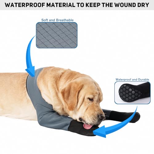 yrenoer Dog Socks Boots Waterproof AntiLicking Paw Protectors with NonSlip Bottom PostSurgery Recovery Sleeves for Wound Protection Grey M - Image 3