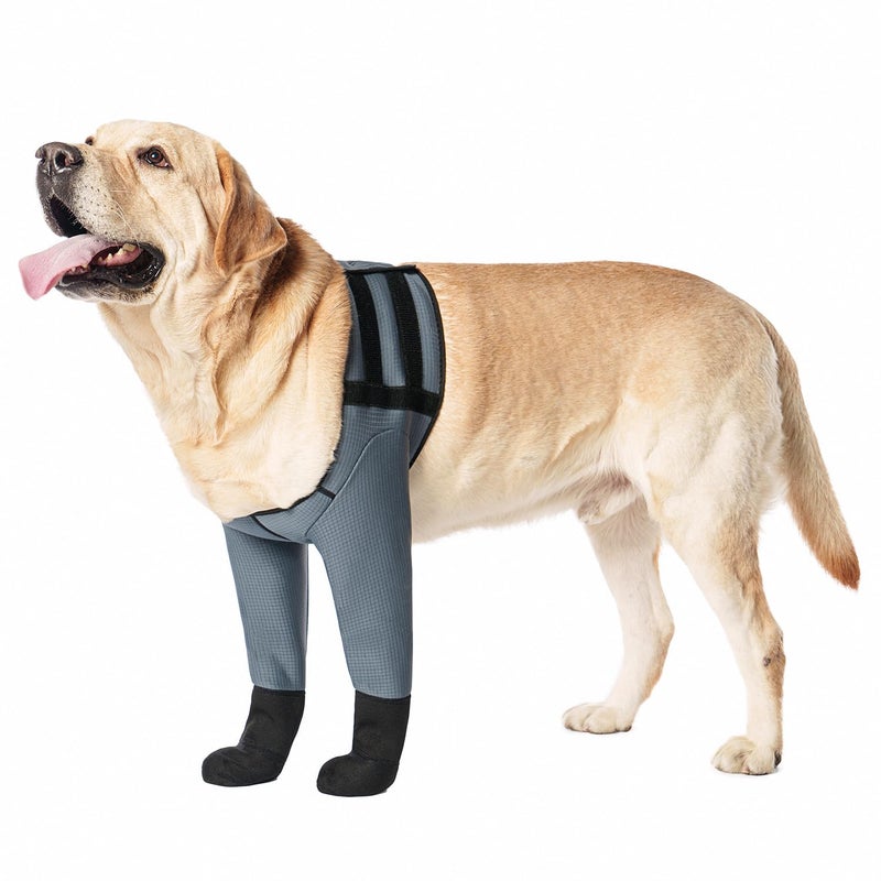 yrenoer Dog Socks Boots Waterproof AntiLicking Paw Protectors with NonSlip Bottom PostSurgery Recovery Sleeves for Wound Protection Grey M - Image 2