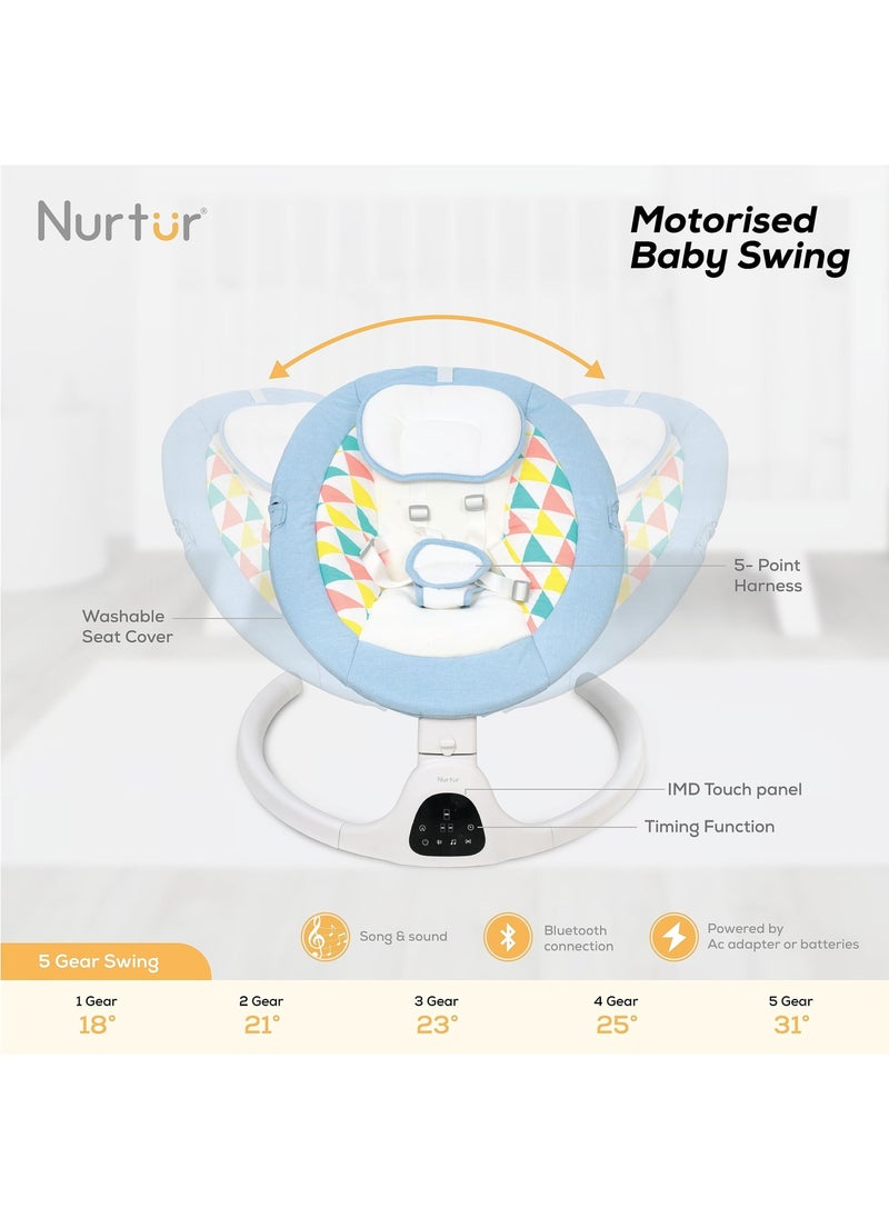 Nurtur كرسي أرجوحة أوتوماتيكي للأطفال، صوت حركة متأرجحة متعددة ووظيفة الكشف الديناميكي للتحكم في الأغنية من 0 إلى 12 شهرًا  - Image 2
