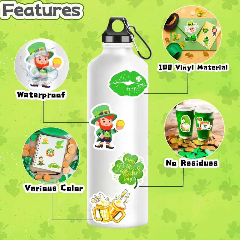 UDTAATO 300 Pcs St. Patrick's Day Shamrock Stickers, Vinyl Waterproof Irish Stickers for Water Bottle, Laptop, Gifts, Party Favors, Craft Supplies, St. Patrick's Day Accessories & Decorations - Image 4