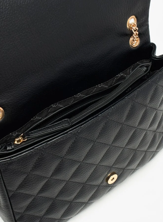 Celeste Quilted Crossbody Bag with Button Closure and Chain Strap