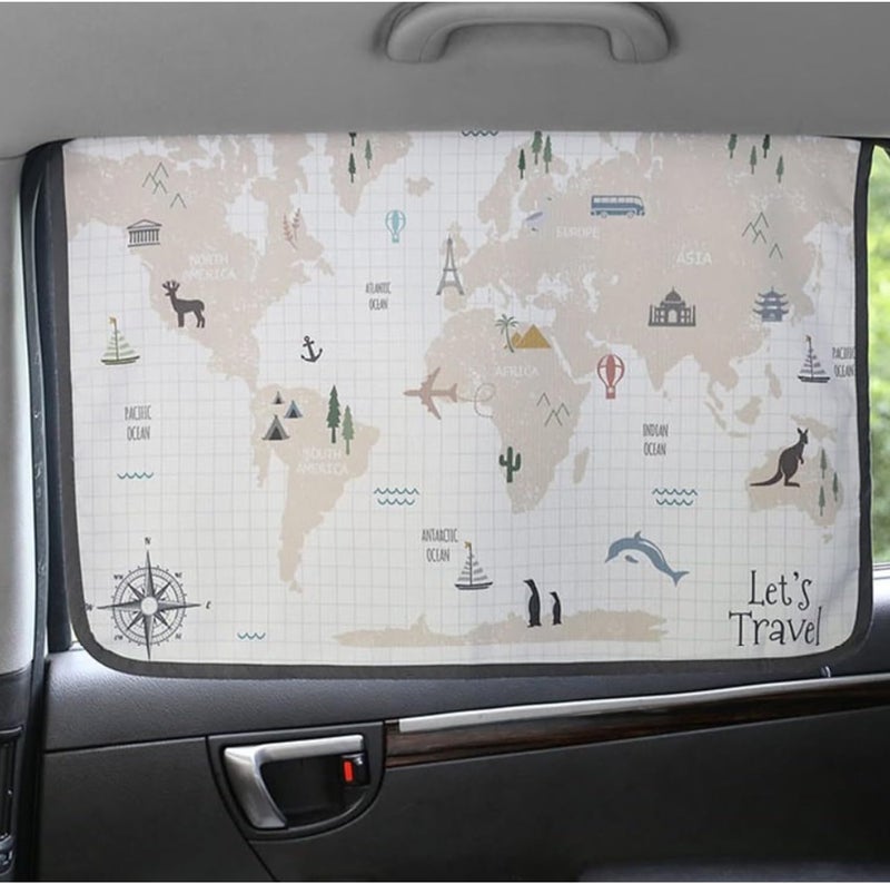 bebedeco Magnetic Car Sun Shade Curtain for Side Window – Sun Blocker and UV Protector for Baby, Kids, and Pets – Universal Fit with Built-in Magnets for Steel-Framed Door (WorldTravel) - Image 2