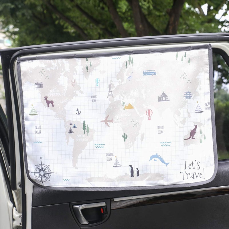 bebedeco Magnetic Car Sun Shade Curtain for Side Window – Sun Blocker and UV Protector for Baby, Kids, and Pets – Universal Fit with Built-in Magnets for Steel-Framed Door (WorldTravel) - Image 1