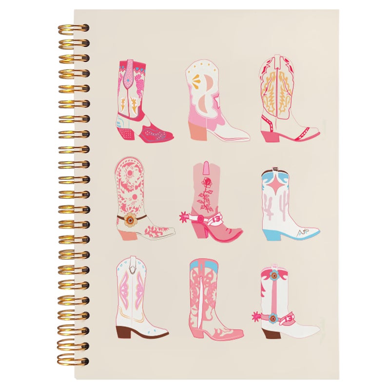BearCake Boho Western Notebook Journal, Cowgirl Gifts，Western Office Supplies, Cowgirl Stuff, Western Stuff for Women, Western Cowboy Boot Hardcover Spiral Journal Notebook 5.5x8.3 - Image 1