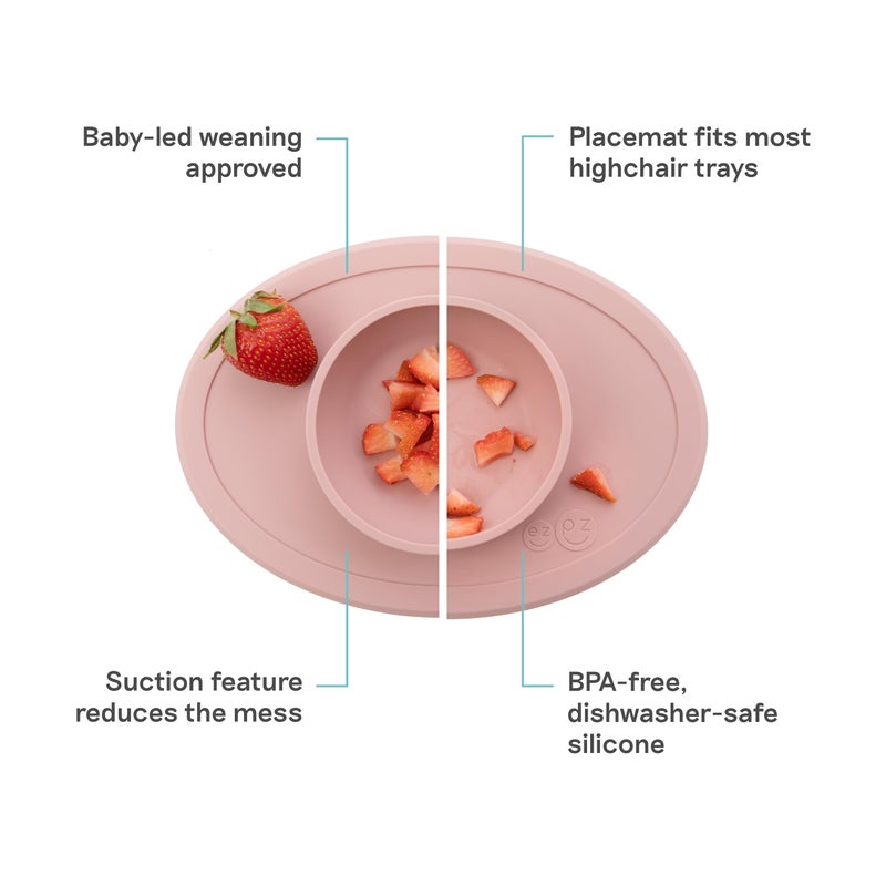 ezpz Tiny Bowl (Blush) - 6 Months+ - 100% Silicone Suction Placemat + Bowl for Infants - Fits All Highchair Trays - Baby-Led Weaning Supplies - Image 3