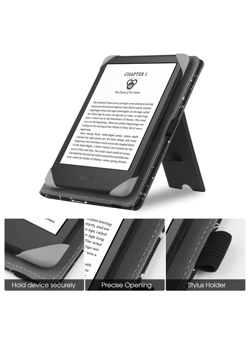 Zikra Universal Stand Case for 6-6.8 inch eReaders,Premium PU Leather Sleeve Stand Cover with Handstrap Compatible with All 6" 6.8" Paperwhite/Kobo/Tolino/Pocketook/Sony E-Book Reader-COS, black - Image 4