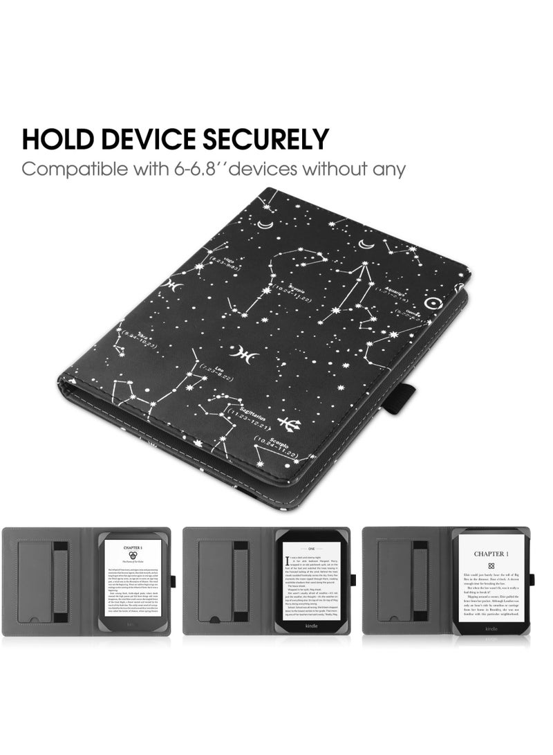 Zikra Universal Stand Case for 6-6.8 inch eReaders,Premium PU Leather Sleeve Stand Cover with Handstrap Compatible with All 6" 6.8" Paperwhite/Kobo/Tolino/Pocketook/Sony E-Book Reader-COS, black - Image 3