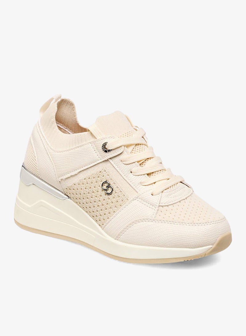 Celeste Women's Textured Lace-Up Wedge Heeled Sneakers - Image 2