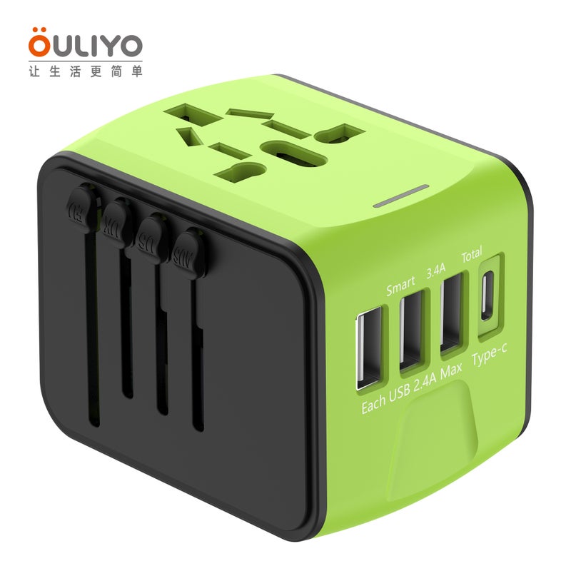New Smart Recognition Output Converter Plug with 3 USB + TYPE-C for International Travel, Business, and Study Abroad