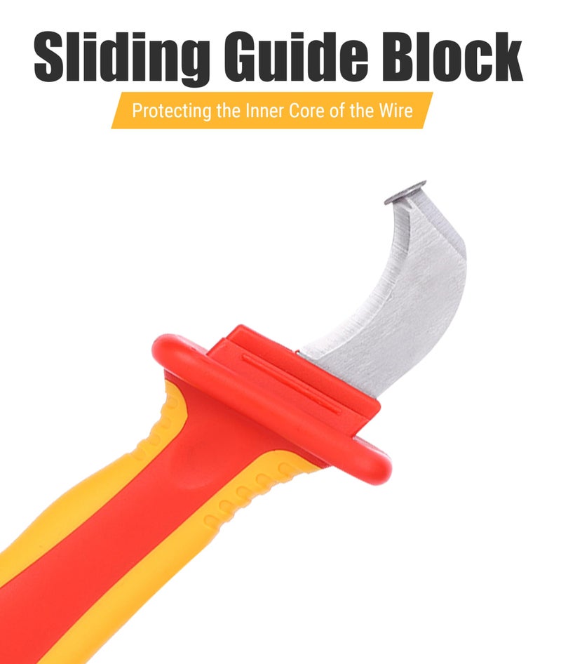 Jectse أداة قطع كابل، سكين كهربائي للعزل، سكين عزل كابل، سكين تفكيك كابل، سكين كابل مضاد للمغناطيس، أداة قطع كابل سريعة، 1000 فولت معزولة - Image 3