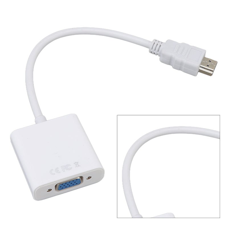HD Multimedia Interface to VGA Adapter ABS 1080P/1.4 Output Plug and Play HD Multimedia Interface to VGA Converter White - Image 4