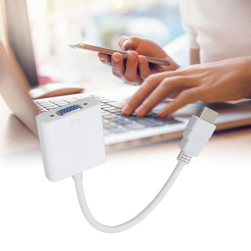 HD Multimedia Interface to VGA Adapter ABS 1080P/1.4 Output Plug and Play HD Multimedia Interface to VGA Converter White - Image 3