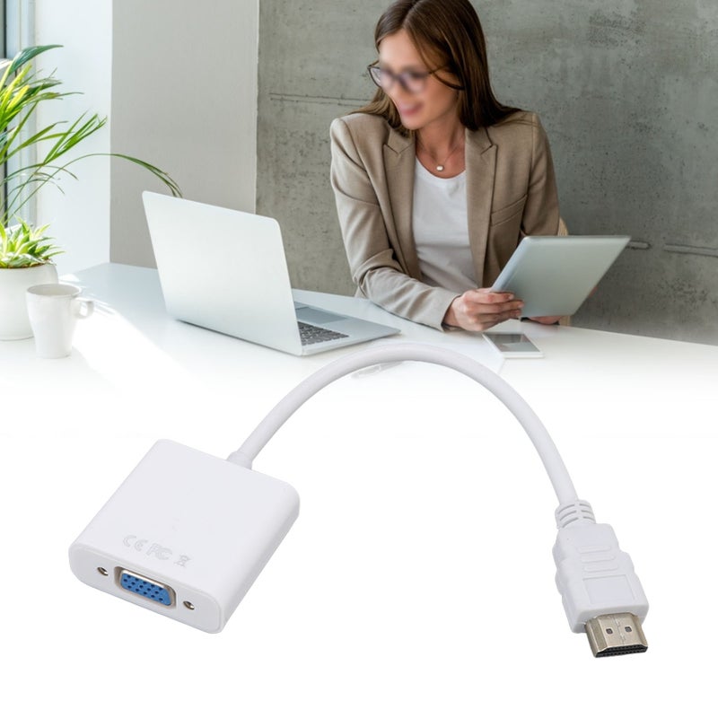 HD Multimedia Interface to VGA Adapter ABS 1080P/1.4 Output Plug and Play HD Multimedia Interface to VGA Converter White - Image 2