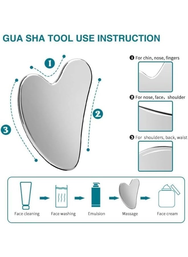 Stainless Steel gua sha Tool for Face Approx 90Gram – Skin Tightening & Lifting – Reduces Puffiness & Improves Circulation – Facial Massage Tool for Face, Neck & Eyes - Image 3