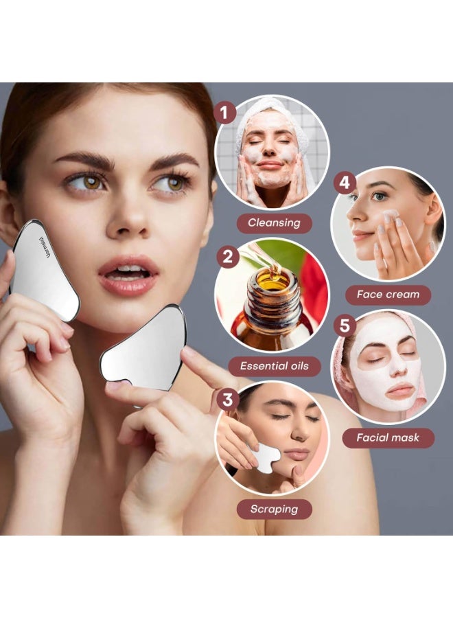 Stainless Steel gua sha Tool for Face Approx 90Gram – Skin Tightening & Lifting – Reduces Puffiness & Improves Circulation – Facial Massage Tool for Face, Neck & Eyes - Image 5